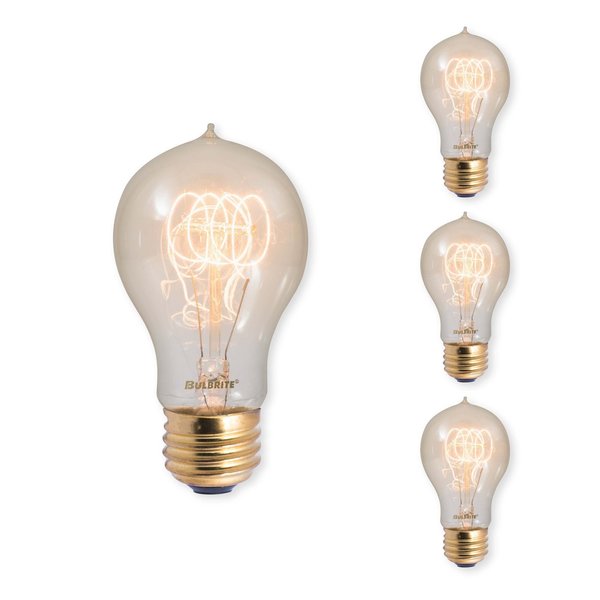 Bulbrite Incandescent A19 40 Watt Nostalgic Edison Quad Loop-style Light Bulb, Amber Glass, 4PK 861385